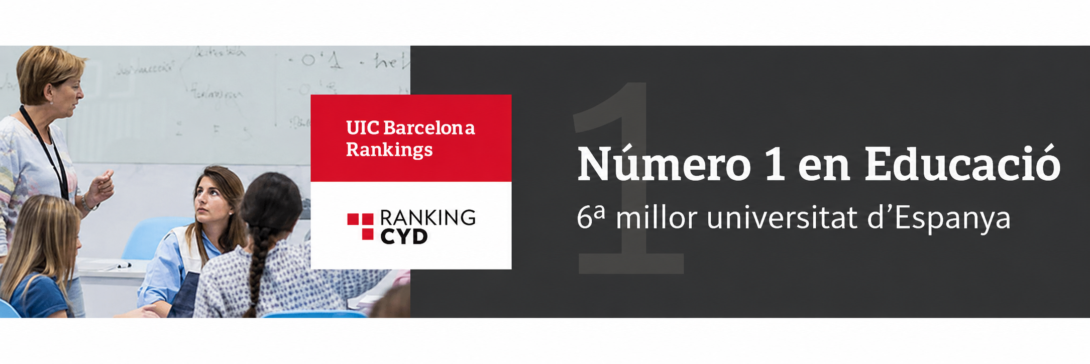 UIC Barcelona, número 1 en Educació segons el Ranking CYD 2026
