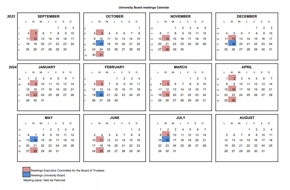 University Board meetings Calendar 23-24